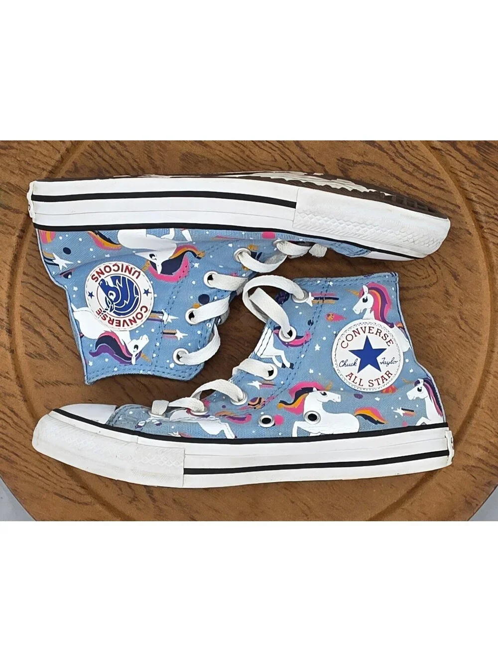 🔥Converse CHUCK TAYLOR Blue Unicorn Kid 1Y Canvas Shoe Sneakers 665472C 🔥